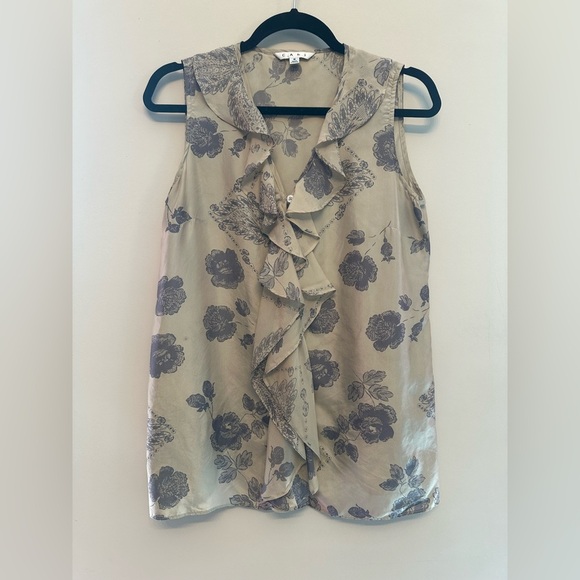 CAbi Floral Ruffle Blouse - Cream and Grey Small - Picture 1 of 4
